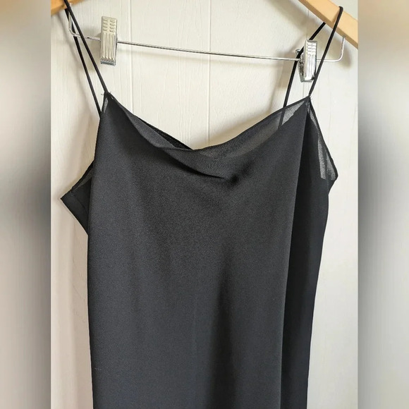 Positive Attitude Asymmetrical Dress Black size 12 90's Y2K Sheer Ruffle LBD - Picture 2 of 6